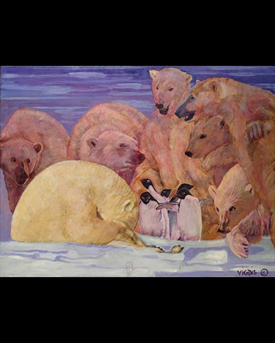 HAT ARE THE PENGUINS DOING HERE - acrylique & vernis 