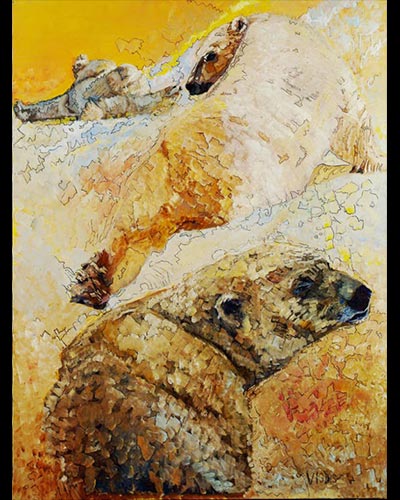 BJÖRN TOVE OG HILDE - huile sur acrylique & vernis 