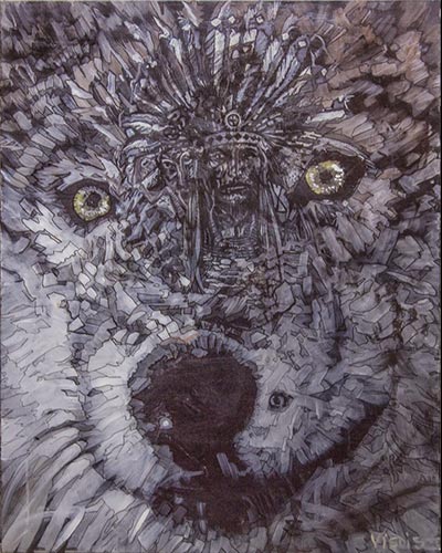 INDIAN WOLF - acrylique & vernis 