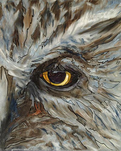 I \'am watching you  - acrylique & vernis  & feutre