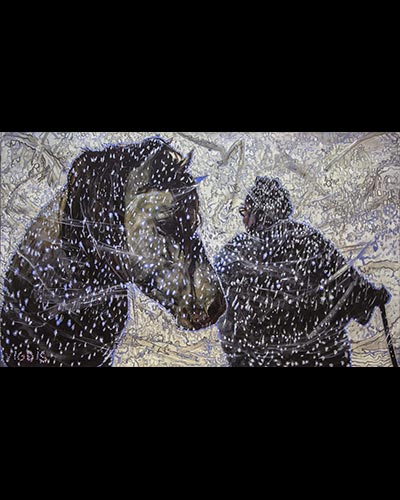 lonely horse  - acrylique & vernis  & vernis