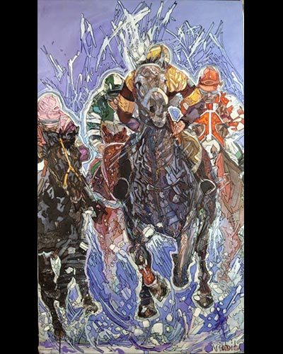 racing - acrylique & vernis  & feutre