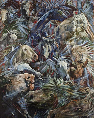 MUSTANGS - acrylique & vernis 