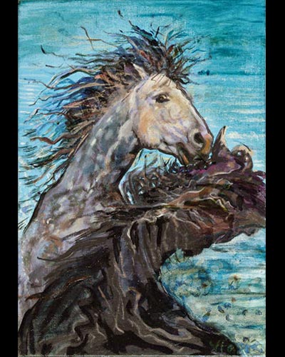 2 MUSTANGS - acrylique & vernis 