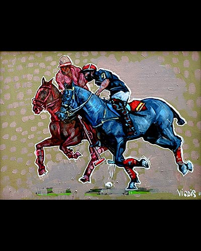  honorable VIKRAM SIKH SODHY POLO PLAYER ON HIS POLO FIELD IN NEW DEHLI - acrylique & vernis 