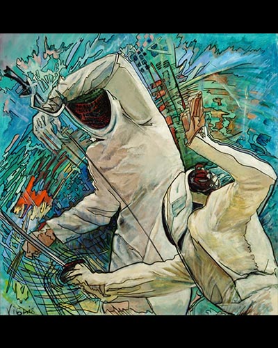 touch - acrylique & vernis  & feutre