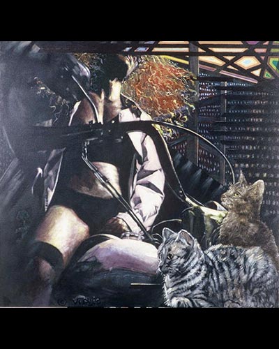 HARLEY DAVIDSON AU GARAGE  - acrylique & vernis 