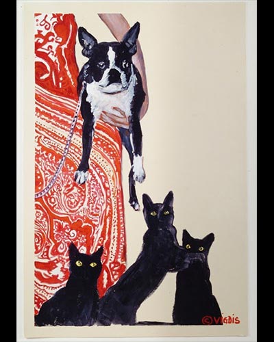 CHIEN SUR HANCHE - acrylique & vernis 