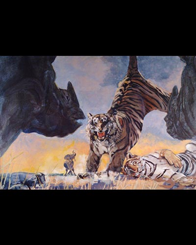 CHASSE GARDEE  - acrylique & vernis 