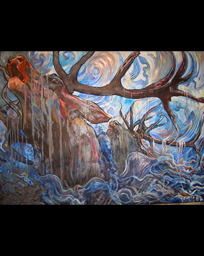 NO LAND IN VUE - acrylique & vernis 