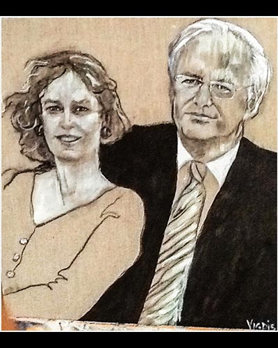 Dr MARY DOBSON & SIR CHRISTOPHER DOBSON  MASTER OF ST JOHN\'S - acrylique & vernis 