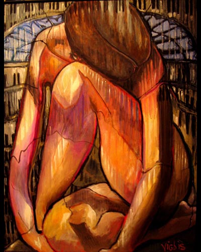 LONGING FELECIE BULL WITH PIANO - acrylique & vernis 