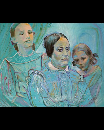 FELECIE BULL WITH DAUGHTERS - acrylique & vernis 