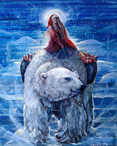 mother christmas  - acrylique & vernis 